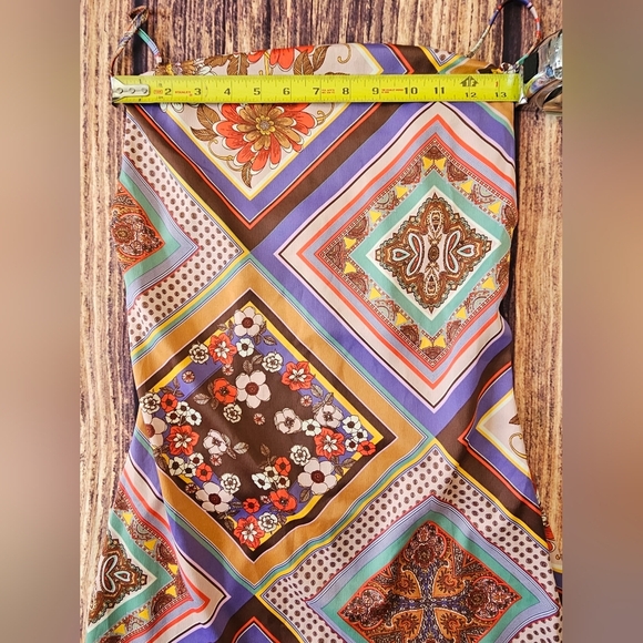 Urban Outfitters Mallory Slip Dress Size XS Scarf Print Form Fitting Back Zipper - Picture 8 of 10